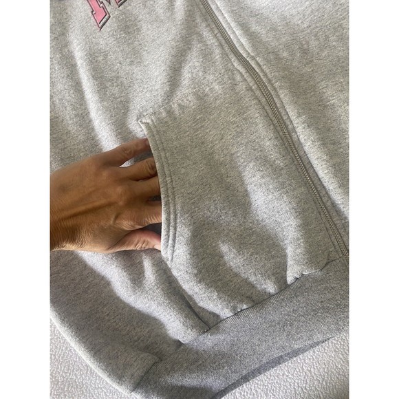 Minnie Mouse Hooded Fleece Zip Jacket Women’s Size Large Pockets Gray Retro - Picture 5 of 9